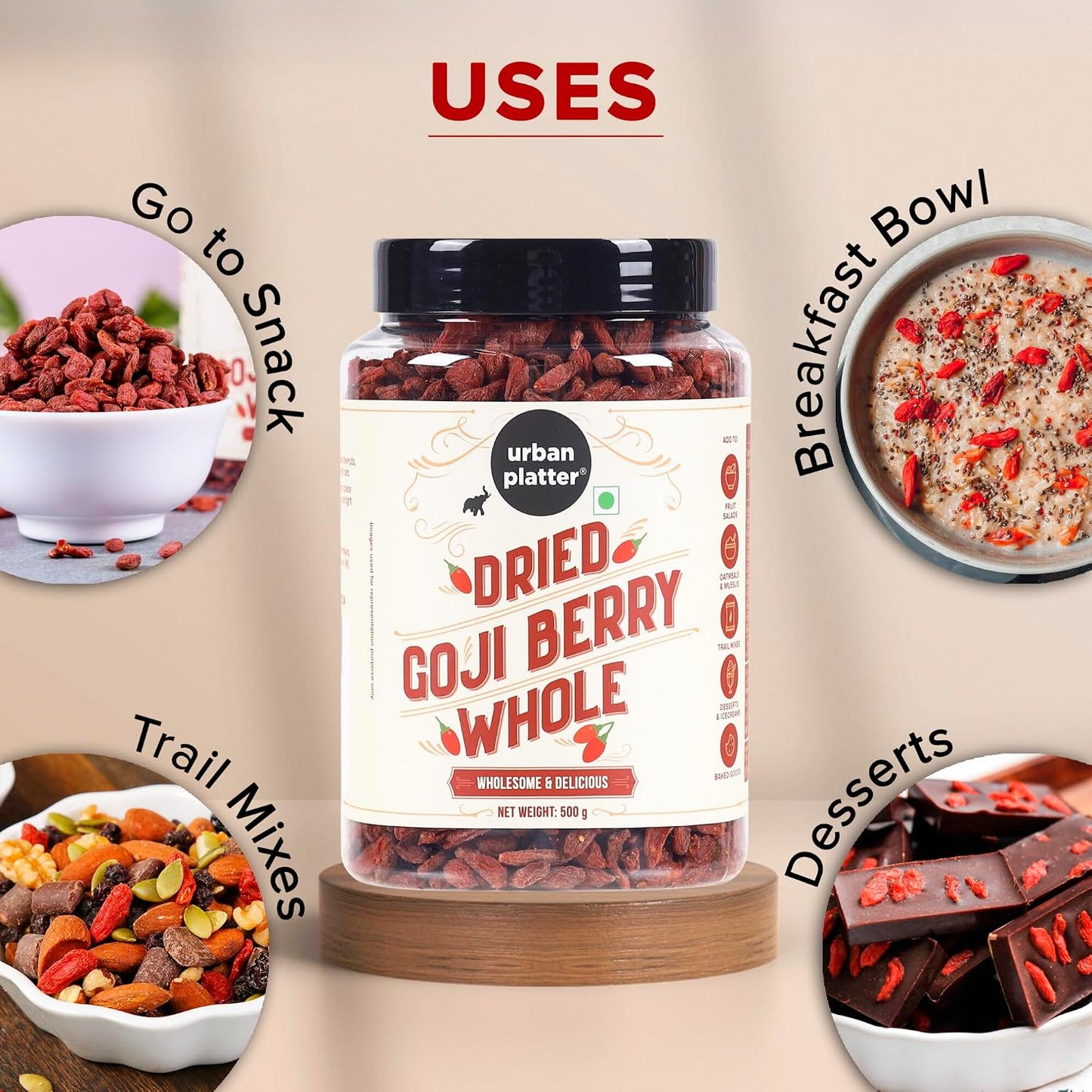 Urban Platter Goji Berries, 200g (Antioxidant-Rich Superfood | Naturally Sweet & Chewy | Great for Snacking, Smoothies & Baking)
