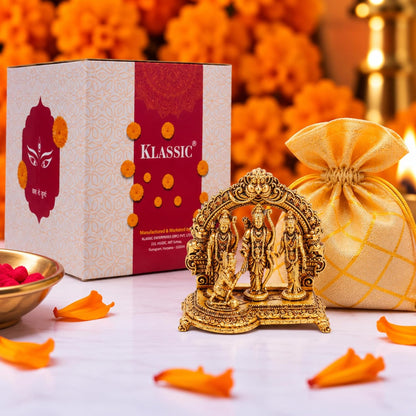 2.5 Inch Pure Brass Ram Darbar Idol | Lord Ram, Sita, Lakshman & Hanuman Ji Statue for Home Temple, Mandir & Pooja Room Decor | Ideal for Pooja, Diwali, Spiritual Gifting & Housewarming