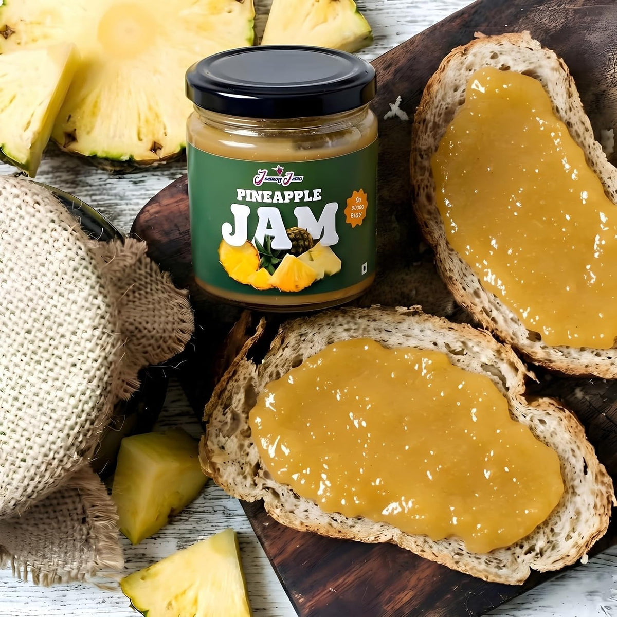 Jammy Jams Pineapple Jam | No Added Sugar | Made With Real Fruit - 200g
