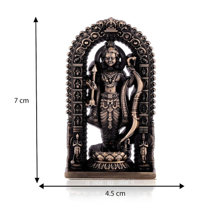 Lord Ram Zinc Idol | Ram Darbar Murti for Car Dashboard & Home Temple | Shri Ram Statue for Pooja Room & Gift Purpose (2.7 Inch, Antique Finish)