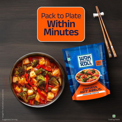 Wok n Roll Chinese Hot Garlic Paste 160g | Spicy Chilli Garlic Sauce for Stir Fry & Asian Cooking | Ready in 10 Mins | Serves 4 | Authentic Chinese Flavour | Cooking Paste & Sauce