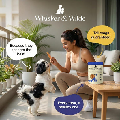 Whisker and Wilde Dehydrated Chicken Jerky | Dog Treats | Antioxidant Boost with Blueberry | Dental Chew | Training and Reward | Human-Grade | No Preservatives | 70g