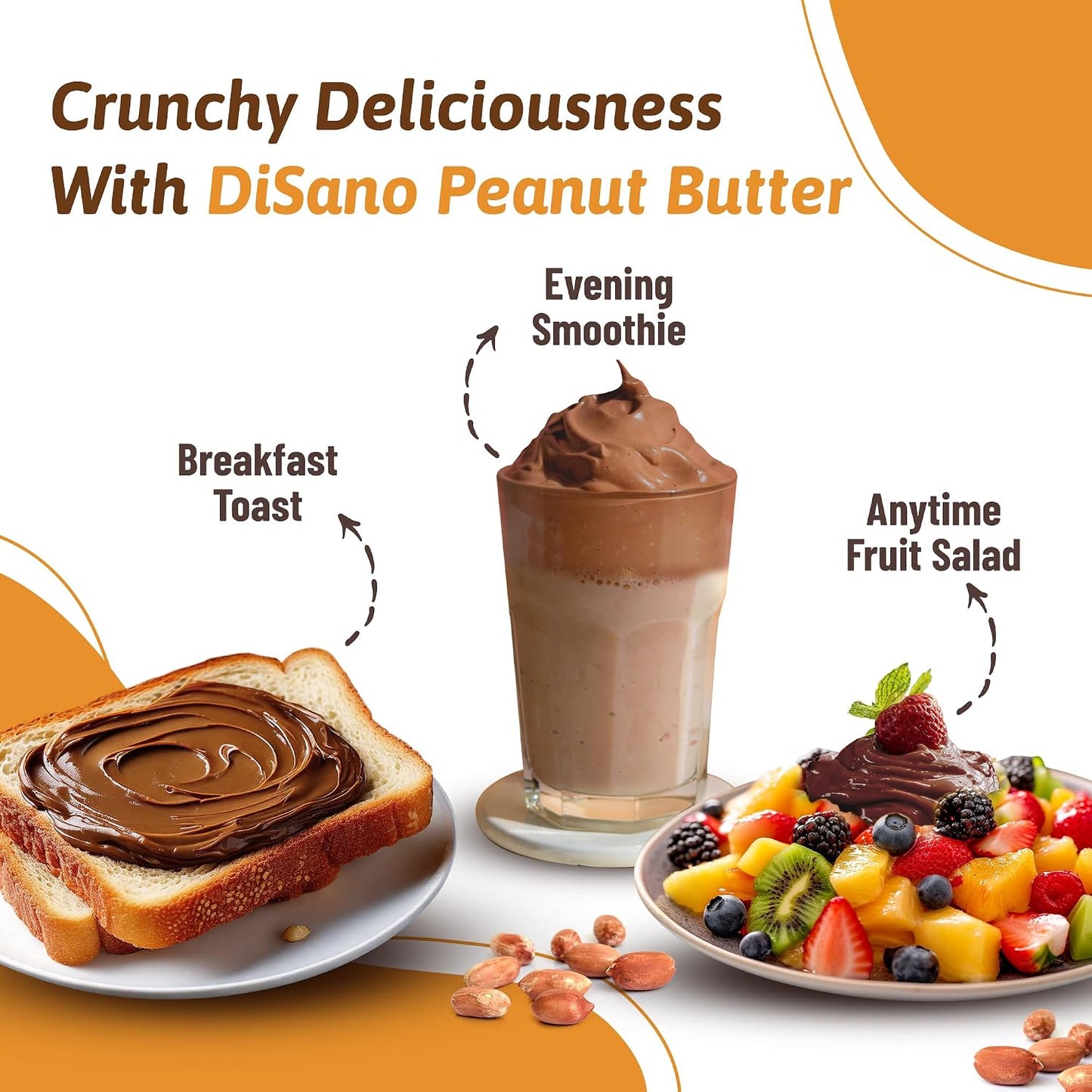 DiSano Chocolate Peanut Butter Creamy, 23g Protein & 6.4g Dietary Fibre, Tasty & Healthy Chocolate Spread for Breakfast & Snacks, Made with Premium Roasted Peanuts