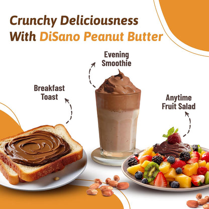 DiSano Chocolate Peanut Butter Creamy, 23g Protein & 6.4g Dietary Fibre, Tasty & Healthy Chocolate Spread for Breakfast & Snacks, Made with Premium Roasted Peanuts