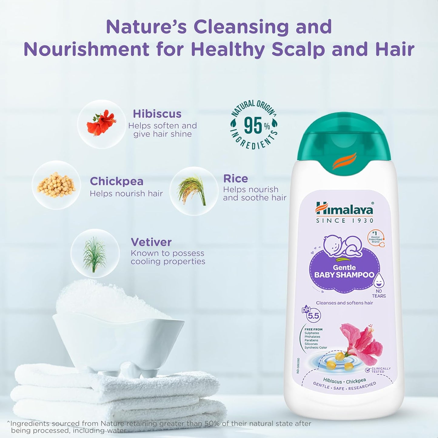 Himalaya Gentle Baby Shampoo with Hibiscus, Chickpea | No Tears | pH 5.5 | No.1 Doctor Recommended Brand | Cleanses, Softens & Nourishes hair | Safe for Newborns | Hypoallergenic