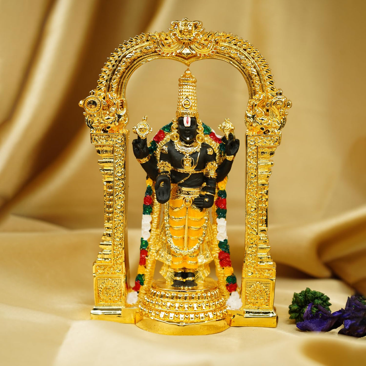 Tirupati Balaji Idol (Size: 12.5 cm) | Lord Venkateswara Idol for Car Dashboard, Pooja Room, Home Decor & Office Desk | Venkateshwara Swamy Murti | Perumal Statue | God Idols for Gifting