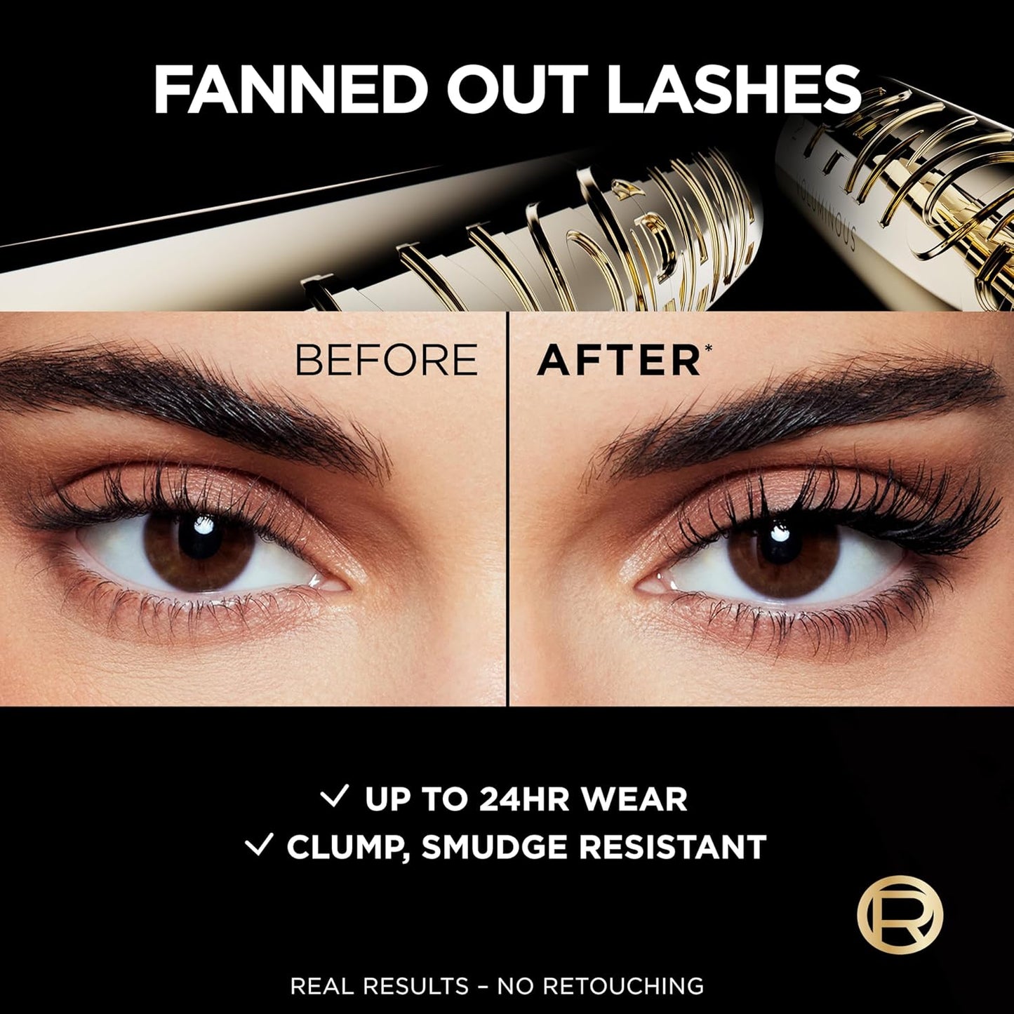 L’Oreal Paris Voluminous Panorama Waterproof Mascara Volumizing, Clump Free, Smudge free, Long-lasting, Black, 9.9ml