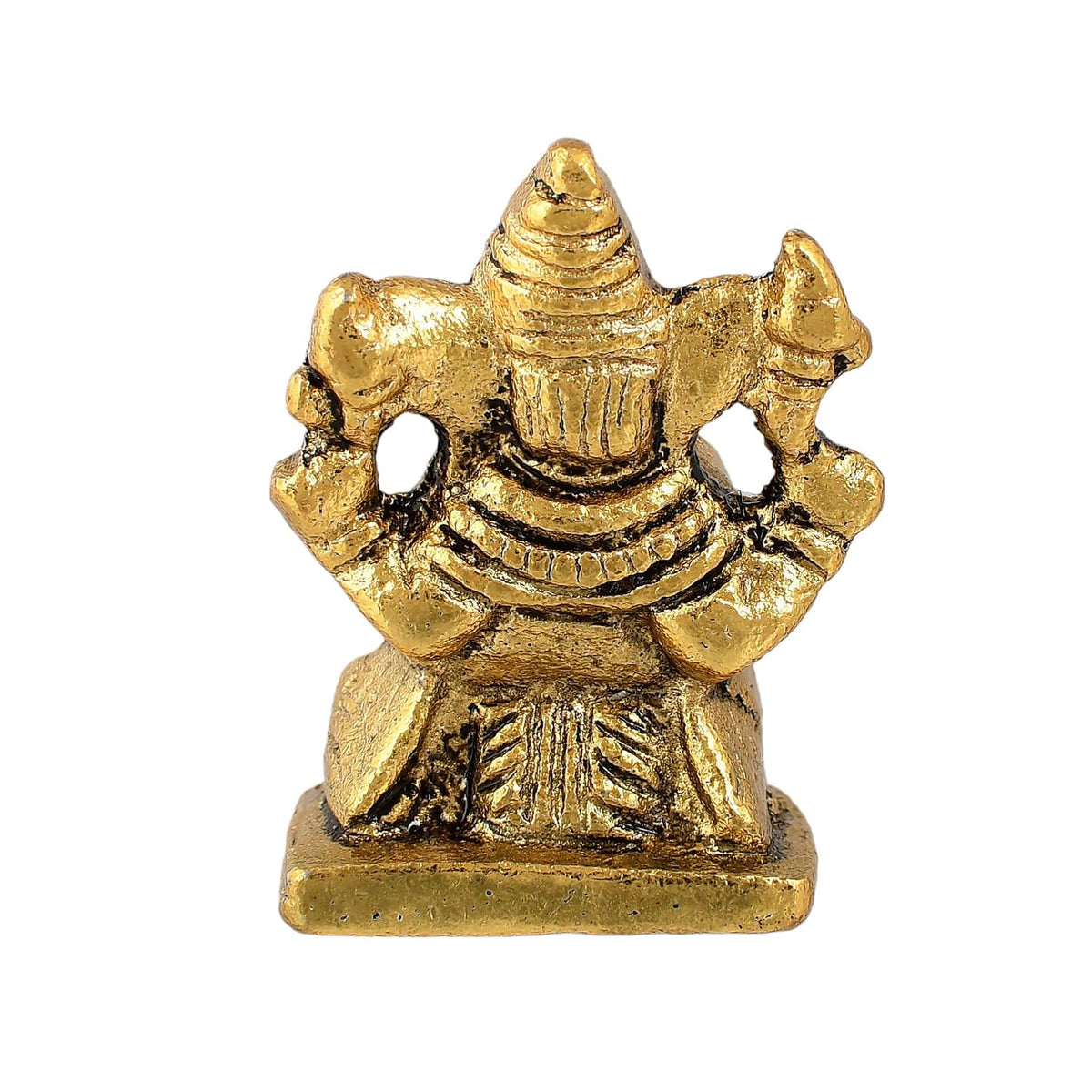 Metal Ganesh Idol for Diwali Decoration Item - Ganesha for Car Dashboard Small Ganpati Statue Figurine Murti for Home Office, Tabledesk Diwali Gift Items (Golden 4.5 CM Height) (Set of 1)