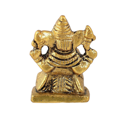 Metal Ganesh Idol for Diwali Decoration Item - Ganesha for Car Dashboard Small Ganpati Statue Figurine Murti for Home Office, Tabledesk Diwali Gift Items (Golden 4.5 CM Height) (Set of 1)