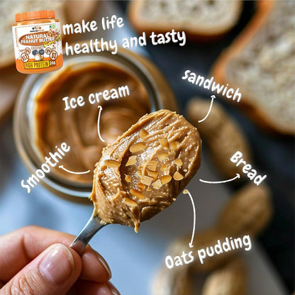 Growfitz Natural Peanut Butter Crunchy 26g, 800 Gram, Pack of 1 | Unsweetened | High Protein | Nut Butter Spread-Workout Snacks | No Sugar, Cholesterol Free, Multi-Vitamins & Boost Muscles (Crunchy)