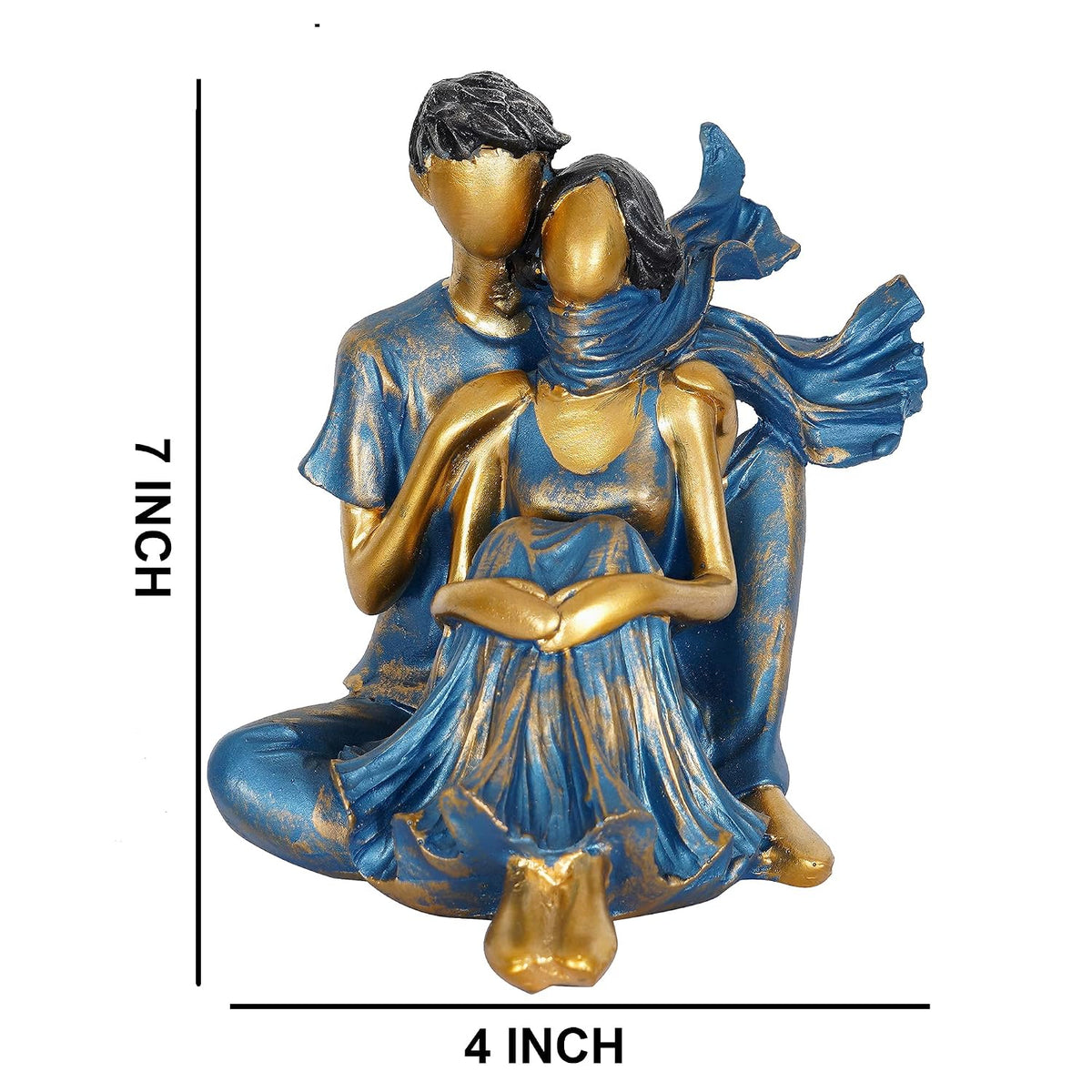 Presents New Romantic Couple Showpiece (Blue), Resin, 10 cm, 7 cm