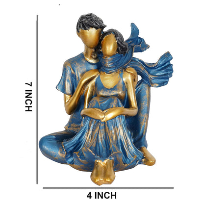 Presents New Romantic Couple Showpiece (Blue), Resin, 10 cm, 7 cm