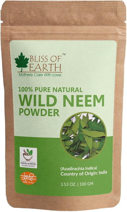 Bliss of Earth™ 100% Pure Wild Neem Leaves Powder | 100GM | Great For Face, Hair, Skin & Body