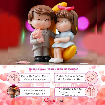 eCraftIndia Valentine Gift for Girlfriend Boyfriend Romantic Love Moon Couple Showpiece Valentine Day Gift for Husband Wife Special Love Her Him | Valentine Day Decoration Items