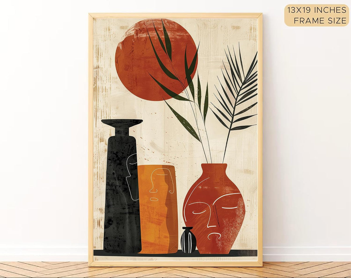 Boho wall Art Paintings Modern Art Framed Wall Painting for Living Room Bedroom - Wall Posters | Paintings with Frame Set of 3 (14x18 Inches) (Art 3)