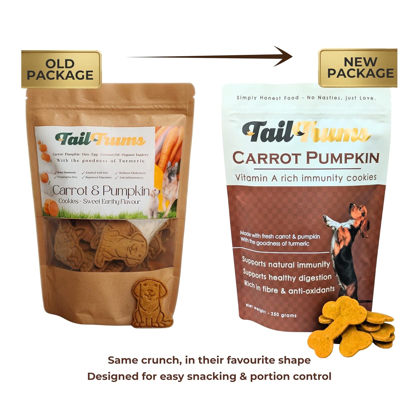 TailTrums Dog Biscuits – Carrot & Pumpkin Cookies (250g) | Healthy Dog Food | All Breeds |