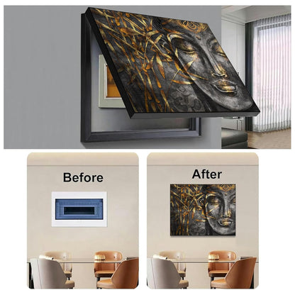 Electric MCB Box Cover Frame With Hydraulic Decorative Painting Lord Gautam Buddha Painting Electrical Panel box Cover, Switch Box Frame Will Fit Max 10x14 inch Switch Board, Outer Size 13X17 Inch