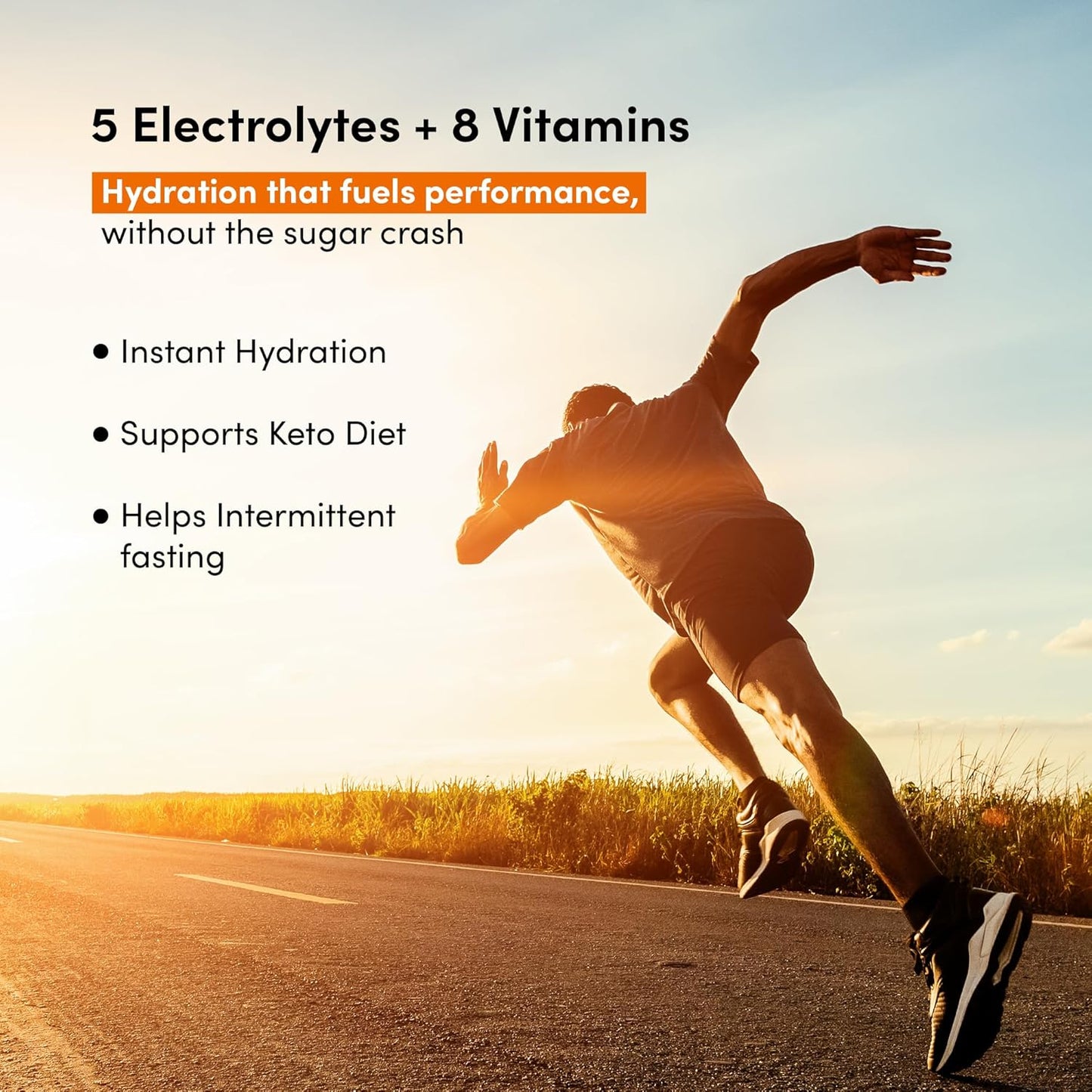 Man Matters Hydra Boost Electrolyte Powder | With 4 Electrolytes, 8 Vitamins & Iodine | No Added Sugar or Calories | Boosts Hydration, Fights Fatigue & Sharpens Focus | Orange Flavour | 15 Sachets