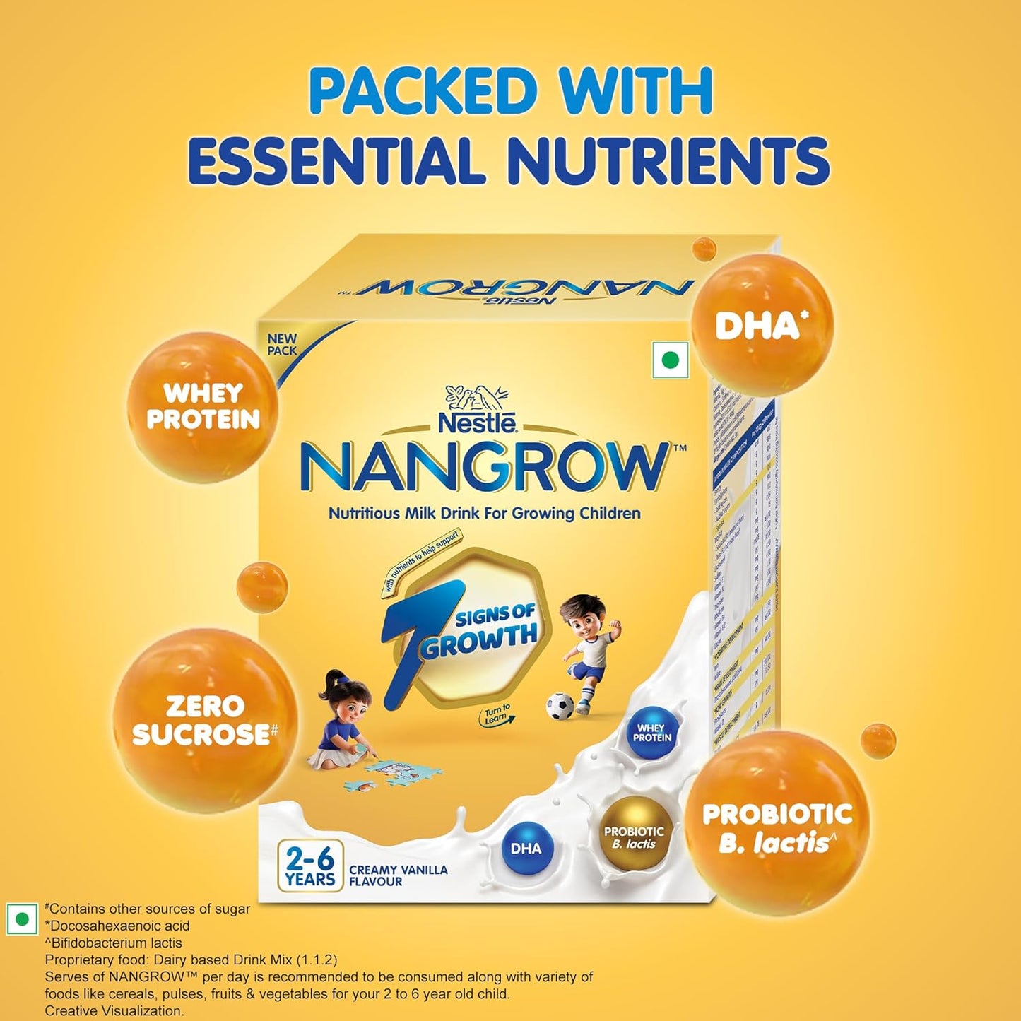 Nangrow | 800g Value Pack | Nutritious Milk Powder Drink For Growing Toddler Aged 2-6 Years | Zero Sucrose | Contains Dha | Rich In Protein & Vital Nutrients | Creamy Vanilla Flavor