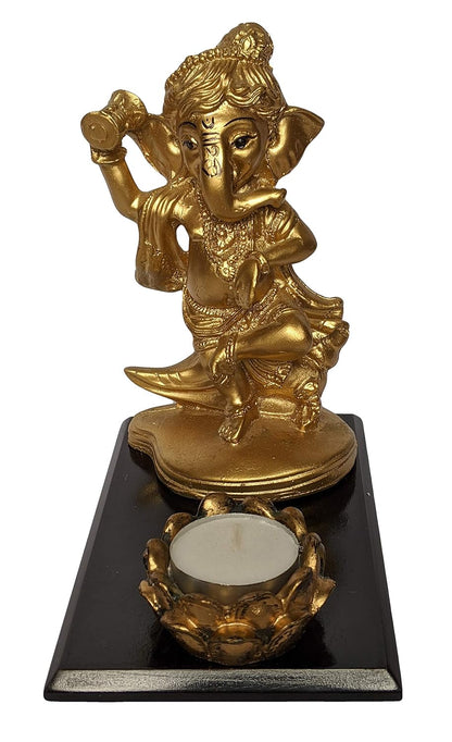Resin Lord Ganesha Idol Ganesh Murti Statue Home Decor Ganeshji for Gift Showpiece (15 x 10 x 16) cm Golden,1 Piece