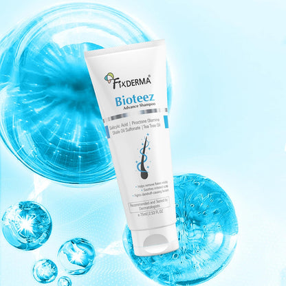 Fixderma Bioteez Advance Anti Dandruff Shampoo for Itchy & Psoriasis Scalp with Salicylic Acid| For Men & Women | Psoriasis Shampoo for Scalp - 75ml