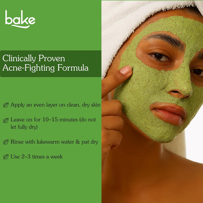 BAKE 2% Salicylic Acid Clay Mask Niacinamide for Acne Prone, Oily Skin, Open Pores & Blackheads | Anti Acne Clay Mask with Kaolin Clay | For Dark Spots, Oily Skin & Blemishes - 100g (Anti Acne)