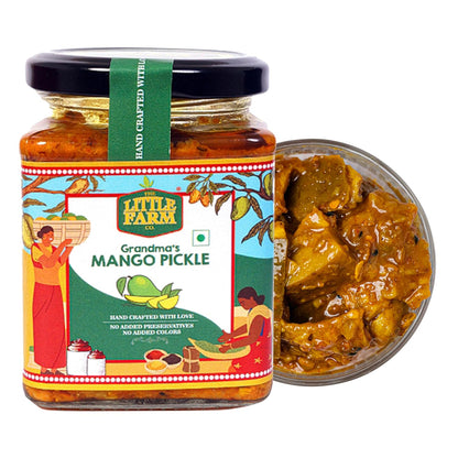 THE LITTLE FARM CO Punjabi Mango Pickle - Aam ka Achar |Less Oil Mustard Base Homestyle Tangy Mango Pickles with Saunf | No Added Preservatives, Artificial Colours & Flavours | Traditional Recipe