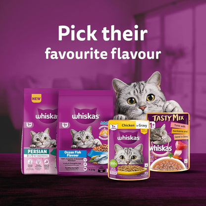 Whiskas Adult (1+ Years) Dry Cat Food, Ocean Fish Flavour, 1.2 kg, Contains 41 Essential Nutrients, Complete & Balanced Nutrition for Adult Cats