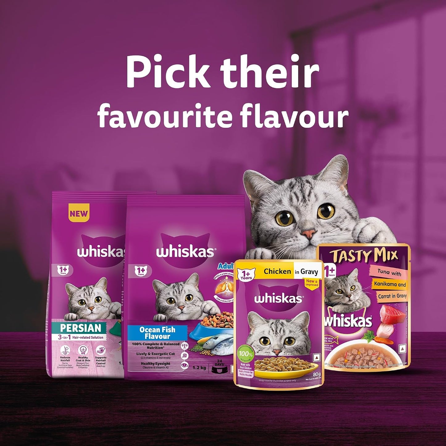 Whiskas Adult (1+ year) Wet Cat Food, Ocean Fish Flavor, 80 g Hydrating Food Made With Real Fish, 100% Complete & Balanced Nutrition for Adult Cats