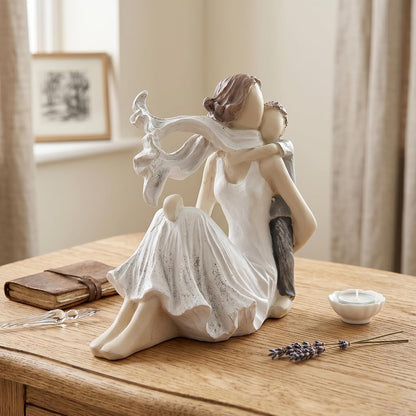 Mother and Baby Son Statue Showpiece, Handmade Mother and Child Sculpture for Home Decor, Birthday Gift, Table Top, Mother's Day, All Occasion (5.5x2.8x5.4 Inches)