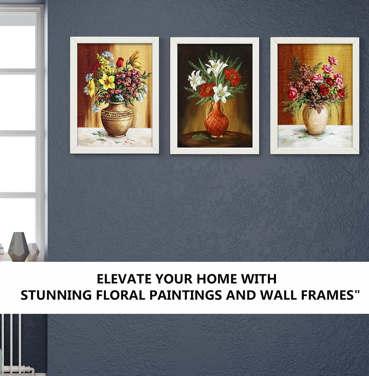 Framed Art Painting For Home, Living Room, Hall | Traditional Paintings With Frame For Home Decor (Floral D5)