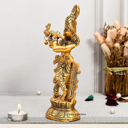 Krishna Murti Flute Playing Krishna Statue Vastu Religious Figurine for Mandir, Living Room, Office Table and Home Decor Tabletop Gift Item