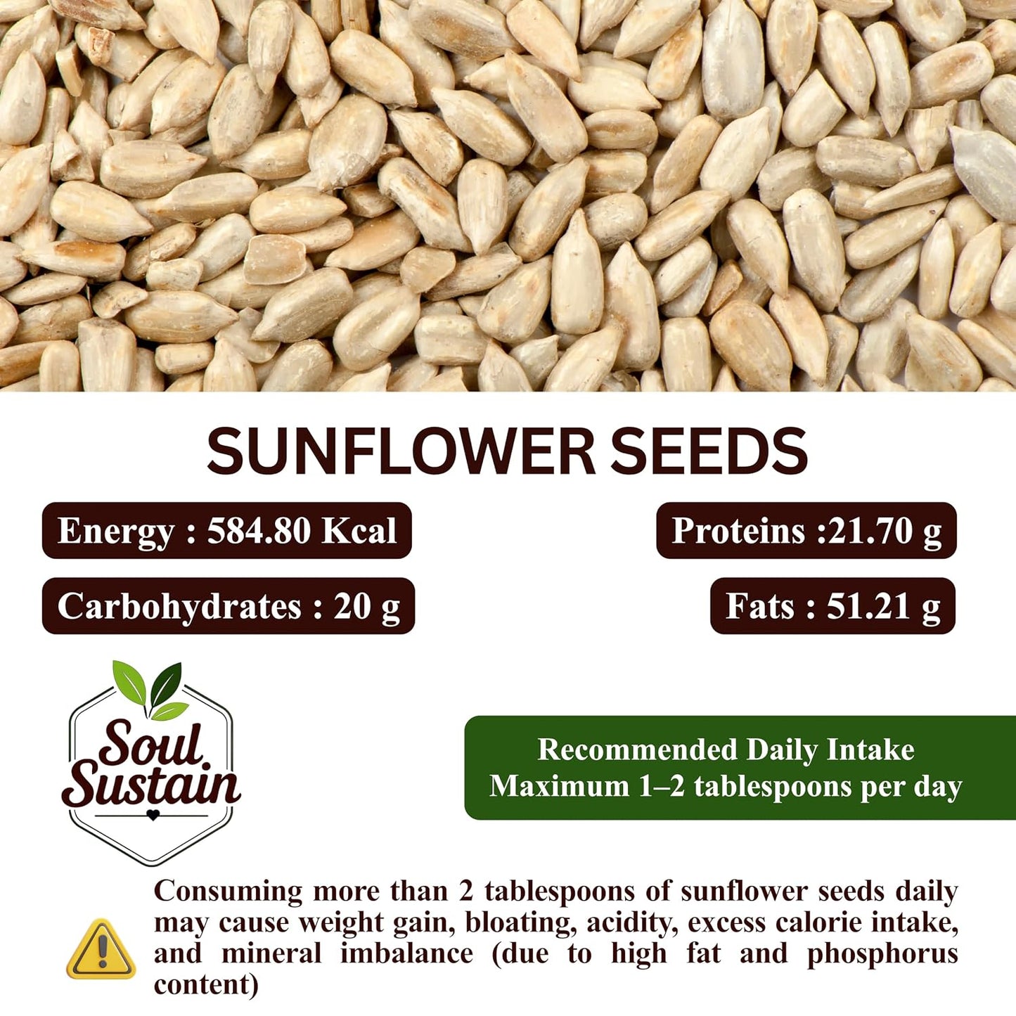 SoulSustain Sunflower Seeds, Shelled Sunflower Kernels for Snacking, Baking, Salads and Trail Mix, Vegan Protein, Keto Friendly, Non GMO, Bulk Snack Food