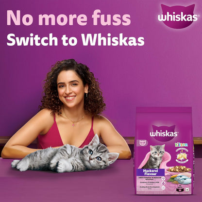 Whiskas Junior Mother Cat & Kitten (2-12 Months) Dry Cat Food, Mackerel Fish Flavour, 1.1 kg, Contains 41 Essential Nutrients, Complete & Balanced Nutrition for Mother Cats & Kittens