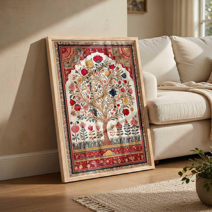 Living Room Bed Room Hotel Wall Decor | Decorative Indian Traditional Madhubani Wall Art Home Decor Painting poster With Frame | Digital Reprint (14X20 inch)