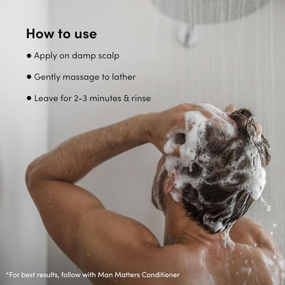 Man Matters Dht Blocking Anti Hair Fall Shampoo, Reduces Hair Fall, Strengthen Hair, With Power Of Caffeine, Saw Palmetto, Argan Oil, & Biotin | 300ml