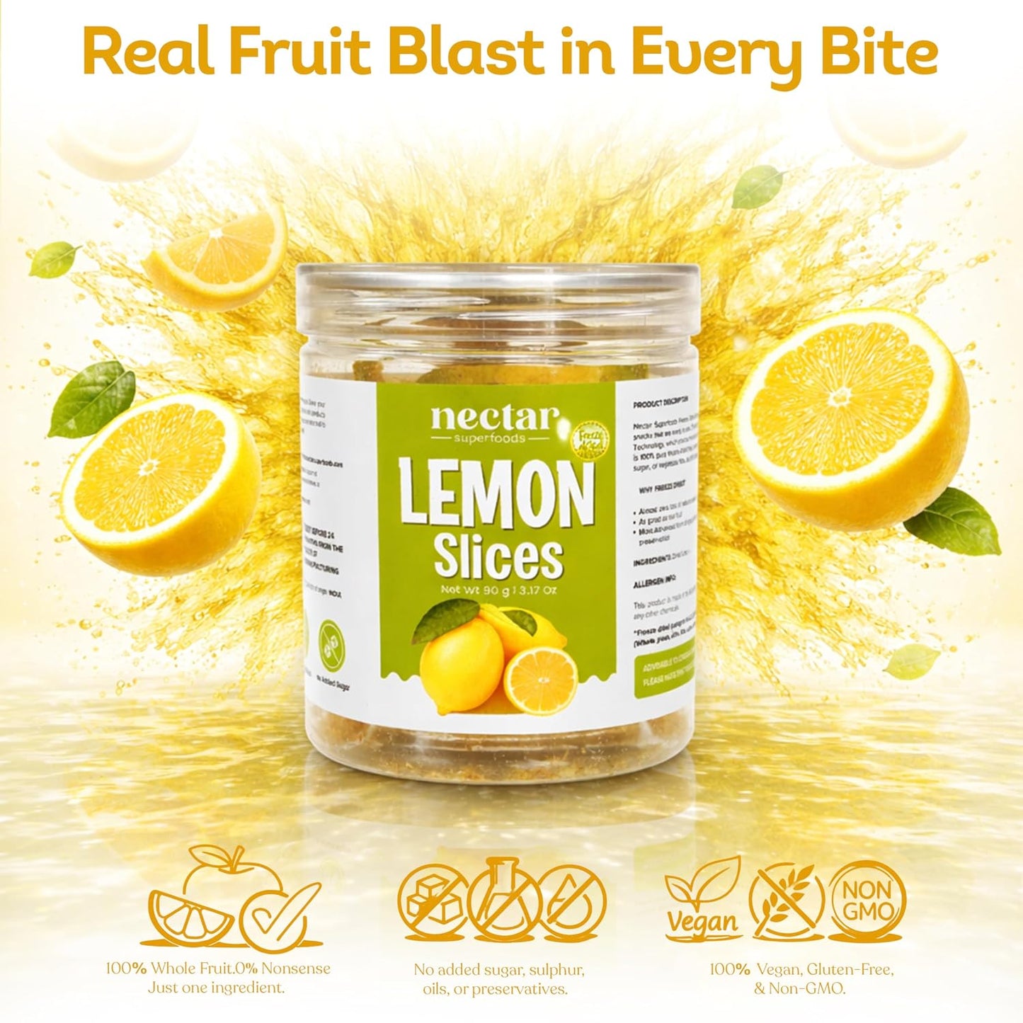 Nectar Superfoods Lemon slices - 35 grams Jar-Pack of 1 Nos | 100% Natural & Pure | No Preservatives, No Sugar Added, Vegan | Ideal for Cooking & Seasoning | Made in India