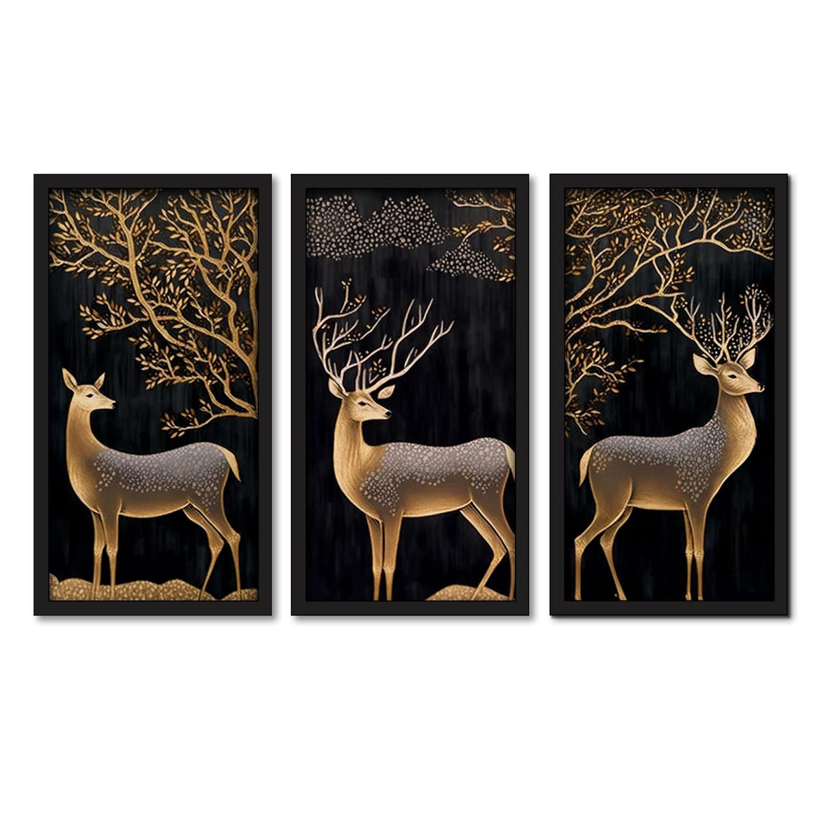 Framed Art Painting For Home, Living Room, Hall | Traditional Paintings With Frame For Home Decor (Deer D2)
