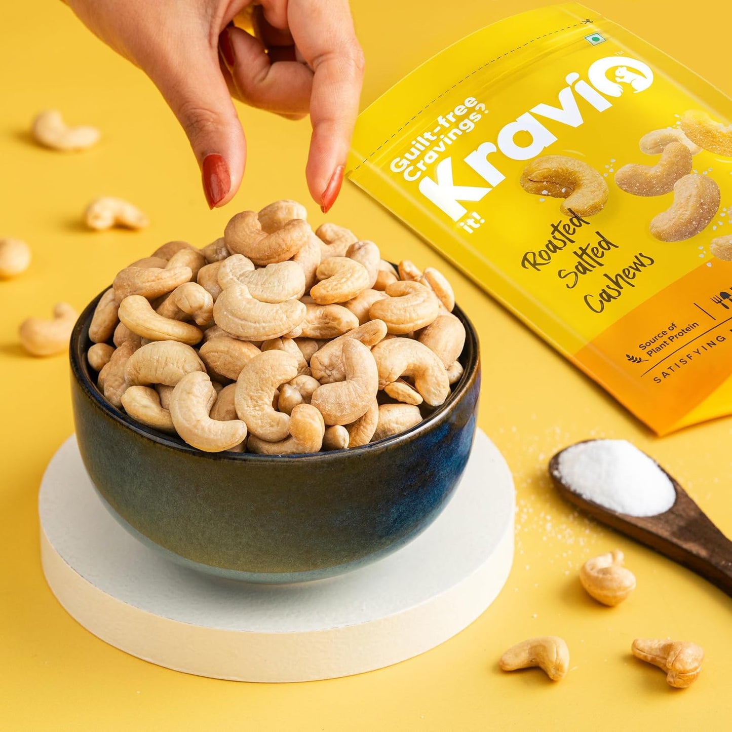 Kravio Premium Roasted Salted Cashew Nuts | Jumbo Whole Kaju - 200g