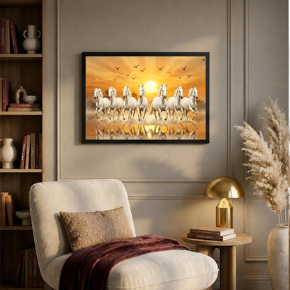 7 Horse Vastu Wall Painting (Landscape Collection) (Natural, Design 25, 48L x 33W cm)