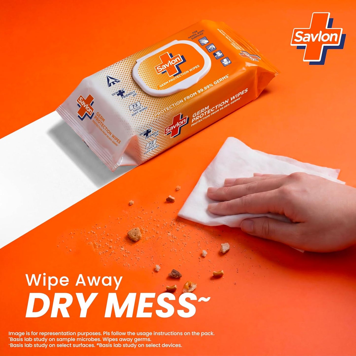 ITC Savlon Germ Protection Multipurpose Thick & Soft Wet Wipes Fliptop Lid 72 Count | Thick & soft | 99.99% Germ Protection | For Skin & Surface | Fresh Fragrance | Pair with Savlon Handwash