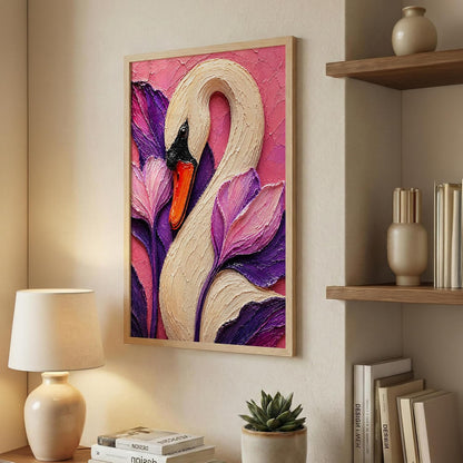 White Swan Framed Wall Art, Natural, 10x13 Inches