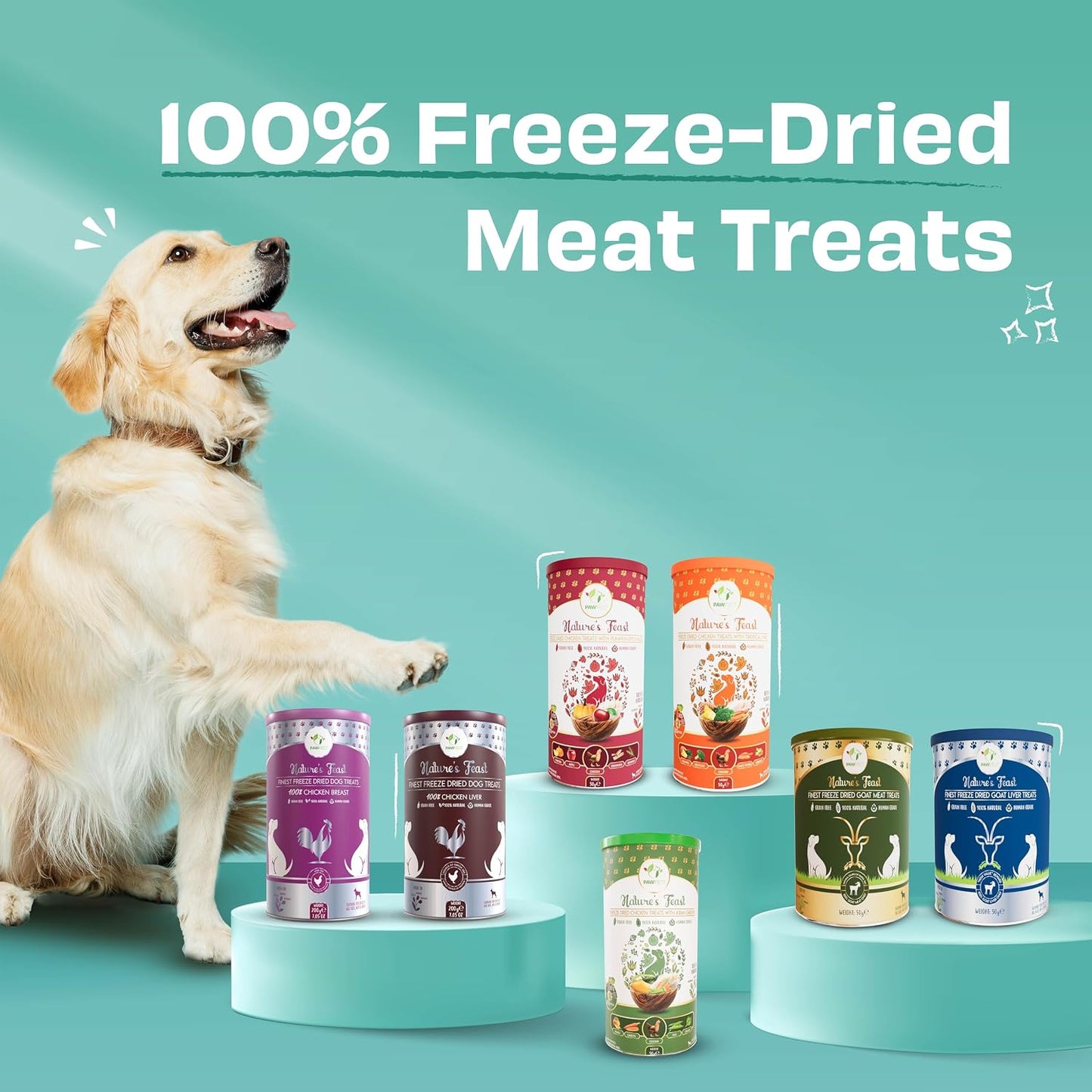 Pawfect Nature's Feast Freeze-Dried Goat Liver Treats for Dogs- 100% Natural- Hypoallergenic- Easily Digestible- Grain-Free- Multifunctional- High Protein, Low Fat Training Treats (50g/1.76oz)