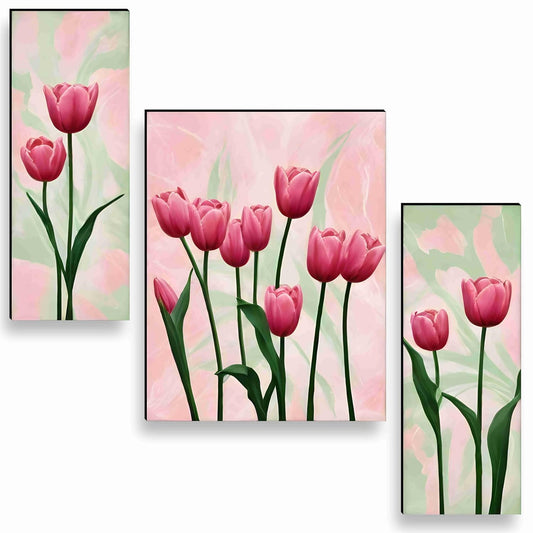 flower pot Paintings for Wall Decoration - Set Of 3, 3d modern art Painting for Living Room Large Size with Frames for Home Decoration, Hotel, Office painting 50.8 cm x 30.48 cm A-JM-36047