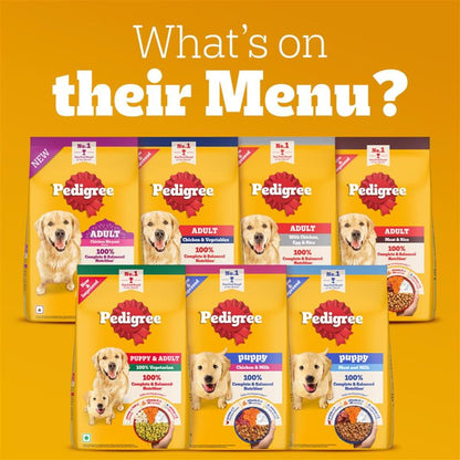 Pedigree Puppy Dry Dog Food, Chicken & Milk, 1 kg, Contains 37 Essential Nutrients, 100% Complete & Balanced Food for Puppies