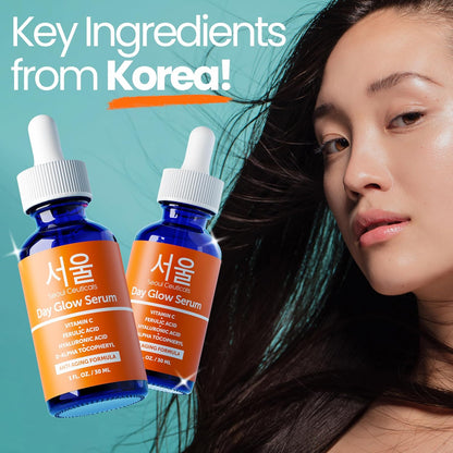 SeoulCeuticals Korean Vitamin C Serum for Glowing Skin – 20% Vitamin C + Hyaluronic Acid + CE Ferulic Acid – Potent Anti-Aging & Anti-Wrinkle Korean Beauty Vit C Serum – 30ml