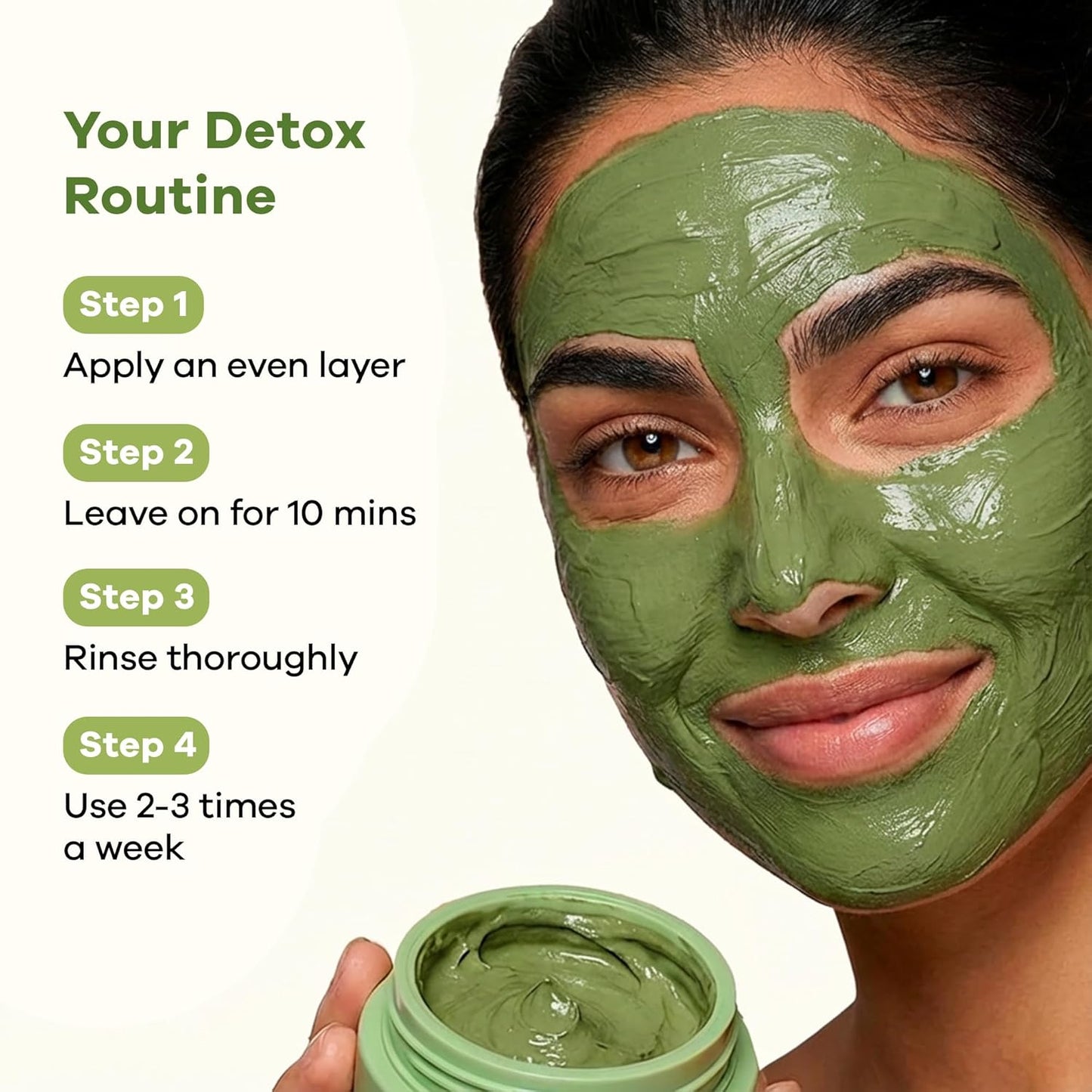 Earth Rhythm Matcha Face Mask Brightens & Detoxifies Skin with Matcha Green Tea & Glutathione for Oily, Combination & Dull Skin - 50gm