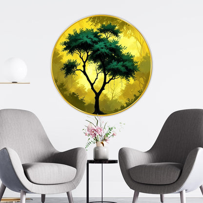 Abstract Tree modern art Premium Sparkle lamination Golden Slim Frame 50.8 cm x 50.8 cm Large Size, For Home/Office/Hotel painting GRL115