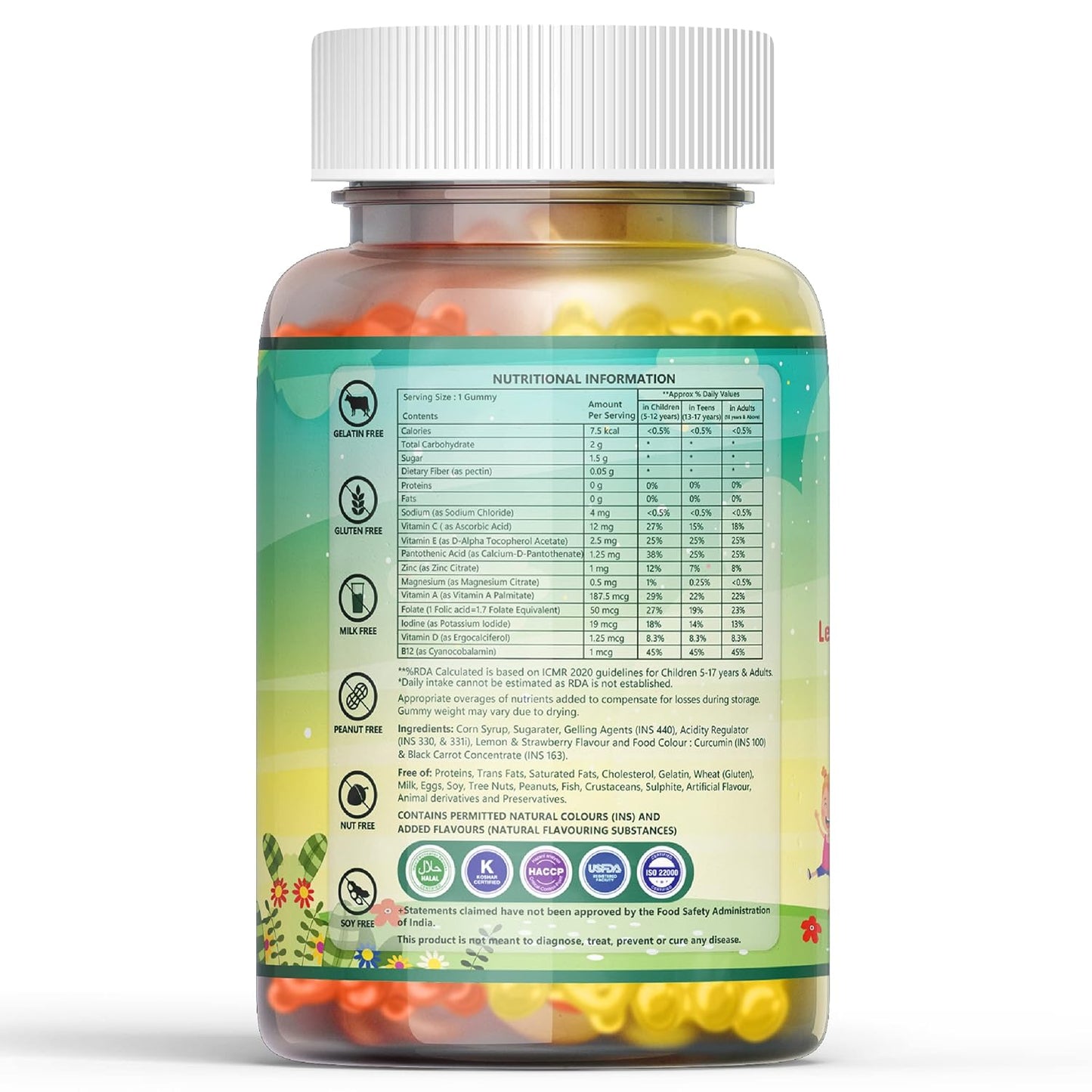 INLIFE Multivitamin Gummies for Kids Teens Men & Women, Daily Gummy Bear Essential Vitamins & Minerals - 30 Lemon Strawberry Gummies (Kids)