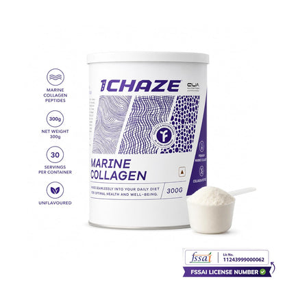 QUA Nutrition 1Chaze Marine Collagen Powder | Natural Collagen Supplements for Women & Men | Type 1 Peptides for Skin, Hair, Nails, Joints | Gluten-Free, Zero Sugar, Keto Friendly | 10g x 25 Servings